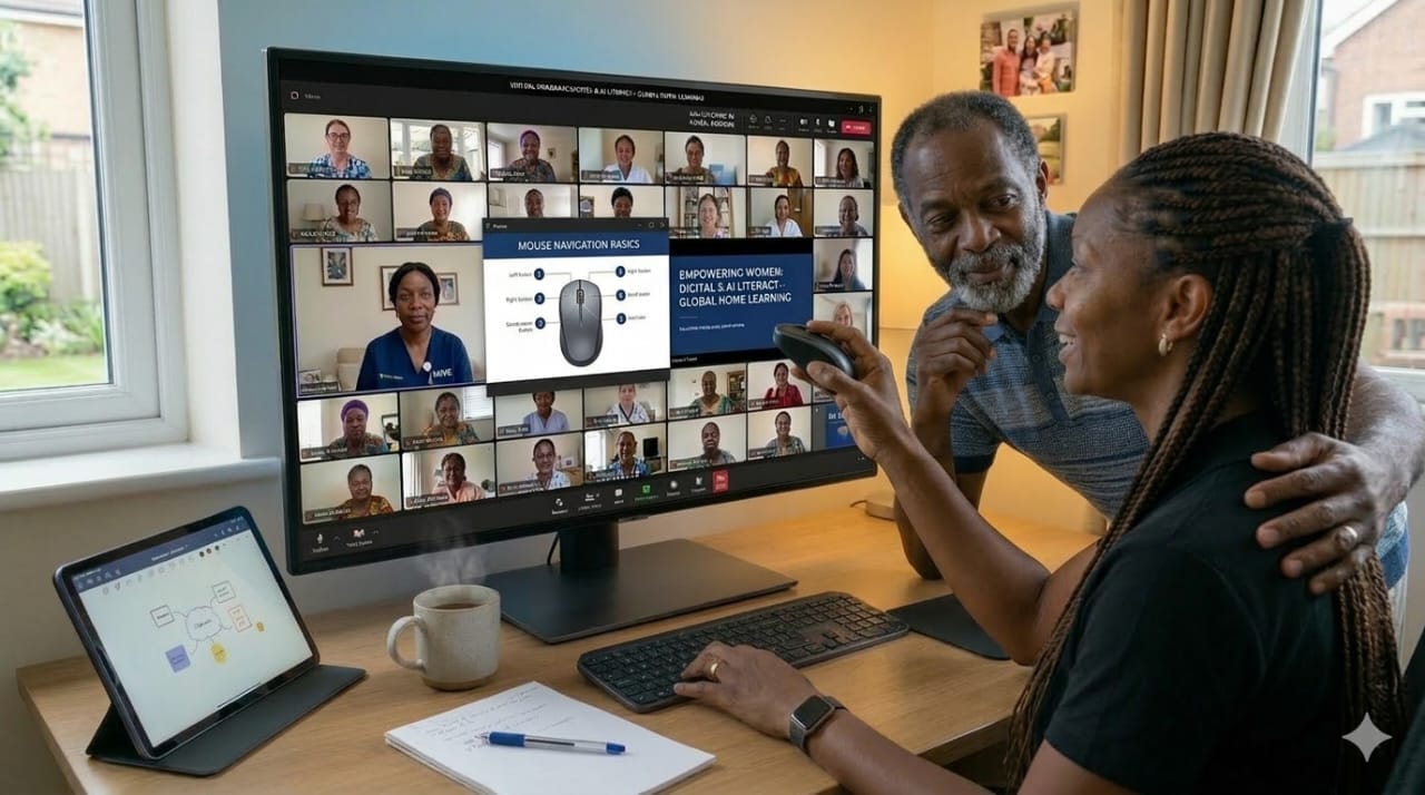 Nurses and healthcare workers learning AI and digital skills online — TechNurses Africa AI Literacy Program